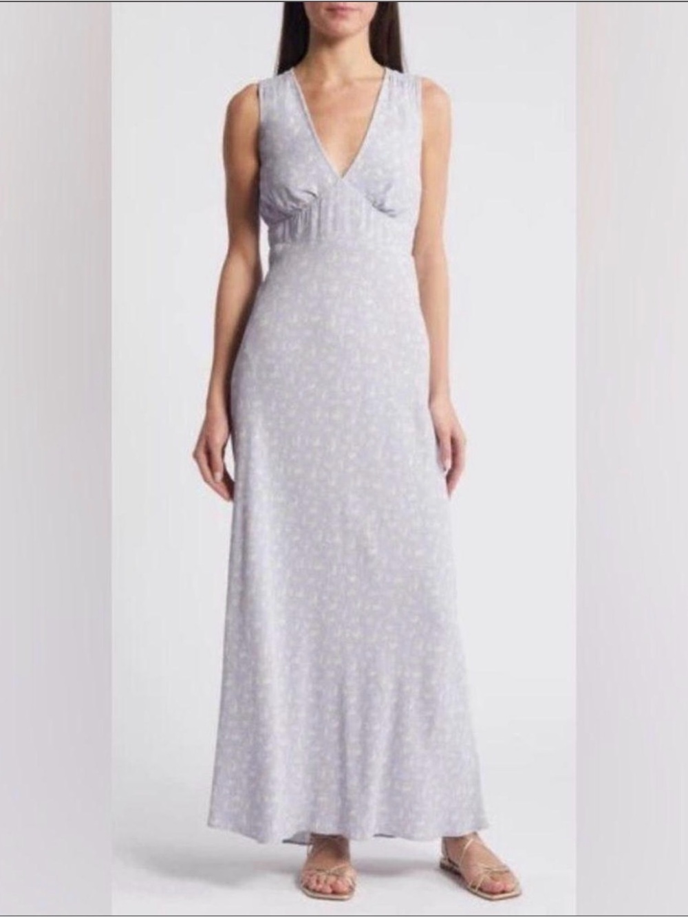 Treasure & Bond Lavender Floral V-Neck Maxi Dress